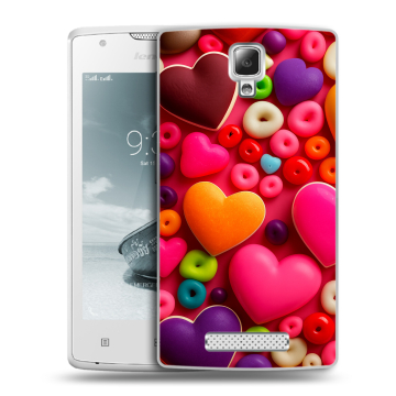 Пластиковый чехол на Lenovo A1000 с принтом Сердечки Пластиковый чехол на Lenovo A1000 с принтом Сердечки