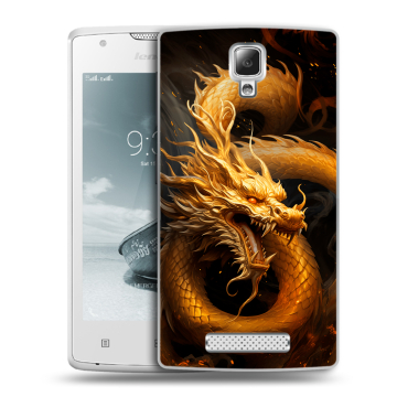 Пластиковый чехол на Lenovo A1000 с принтом Золотой дракон Пластиковый чехол на Lenovo A1000 с принтом Золотой дракон