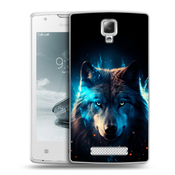 Пластиковый чехол на Lenovo A1000 с принтом Волк ночной Пластиковый чехол на Lenovo A1000 с принтом Волк ночной