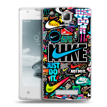 Пластиковый чехол на Lenovo A1000 с принтом найк nike черный Пластиковый чехол на Lenovo A1000 с принтом найк nike черный