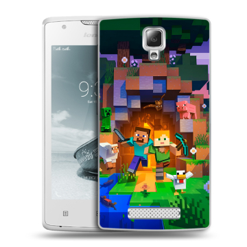 Пластиковый чехол на Lenovo A1000 с принтом Майнкрафт Minecraft Пластиковый чехол на Lenovo A1000 с принтом Майнкрафт Minecraft