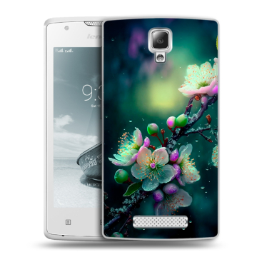 Пластиковый чехол на Lenovo A1000 с принтом Цветы и мрамор Пластиковый чехол на Lenovo A1000 с принтом Цветы и мрамор