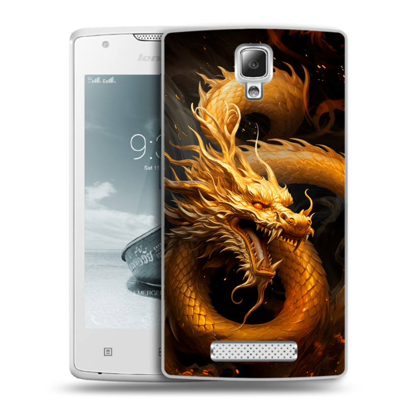 Пластиковый чехол на Lenovo A1000 с принтом Золотой дракон Пластиковый чехол на Lenovo A1000 с принтом Золотой дракон