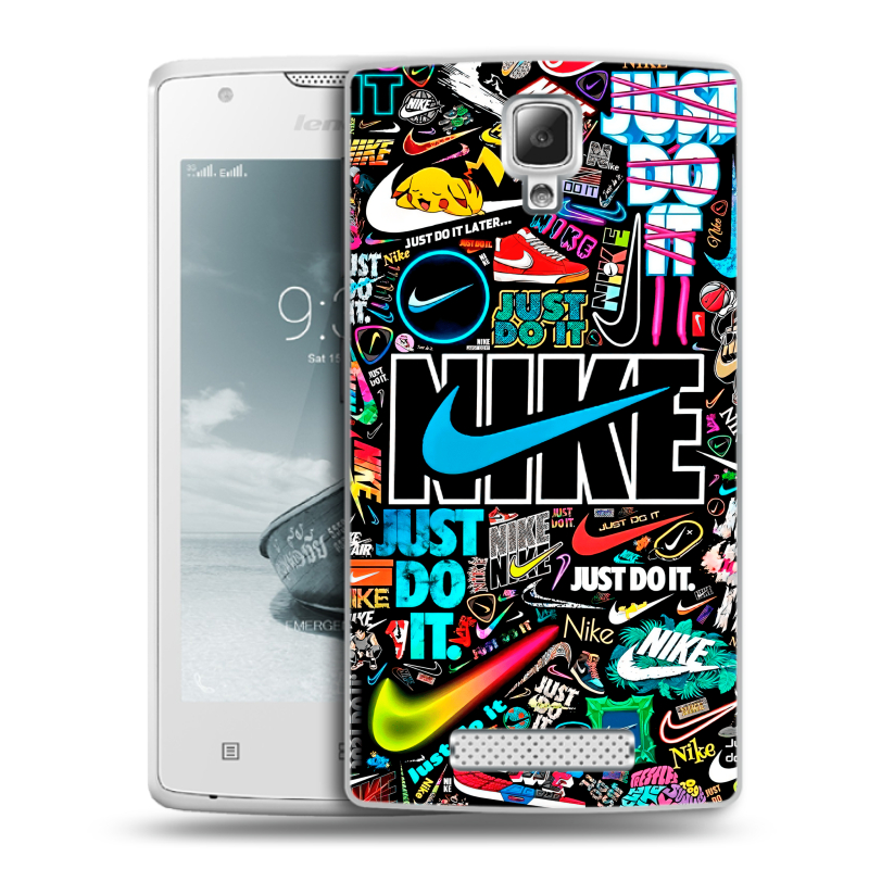 Пластиковый чехол на Lenovo A1000 с принтом найк nike черный Пластиковый чехол на Lenovo A1000 с принтом найк nike черный