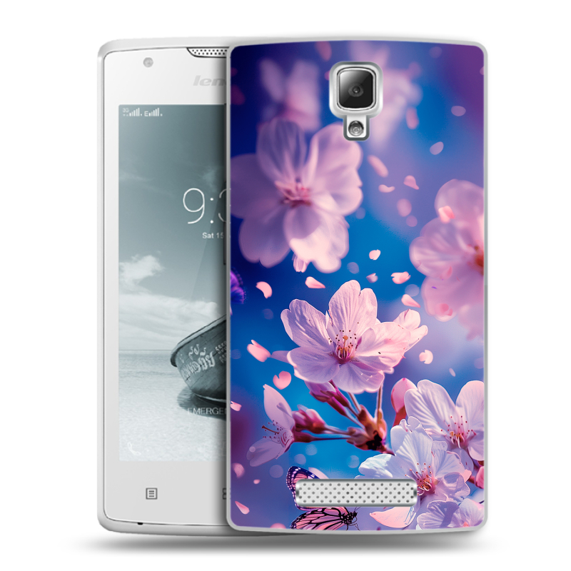 Пластиковый чехол на Lenovo A1000 с принтом цветы бабочки Пластиковый чехол на Lenovo A1000 с принтом цветы бабочки
