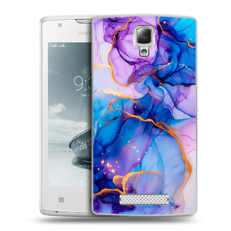 Пластиковый чехол на Lenovo A1000 с принтом синий мрамор Пластиковый чехол на Lenovo A1000 с принтом синий мрамор