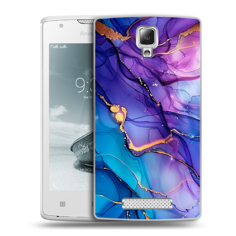 Пластиковый чехол на Lenovo A1000 с принтом синий мрамор Пластиковый чехол на Lenovo A1000 с принтом синий мрамор