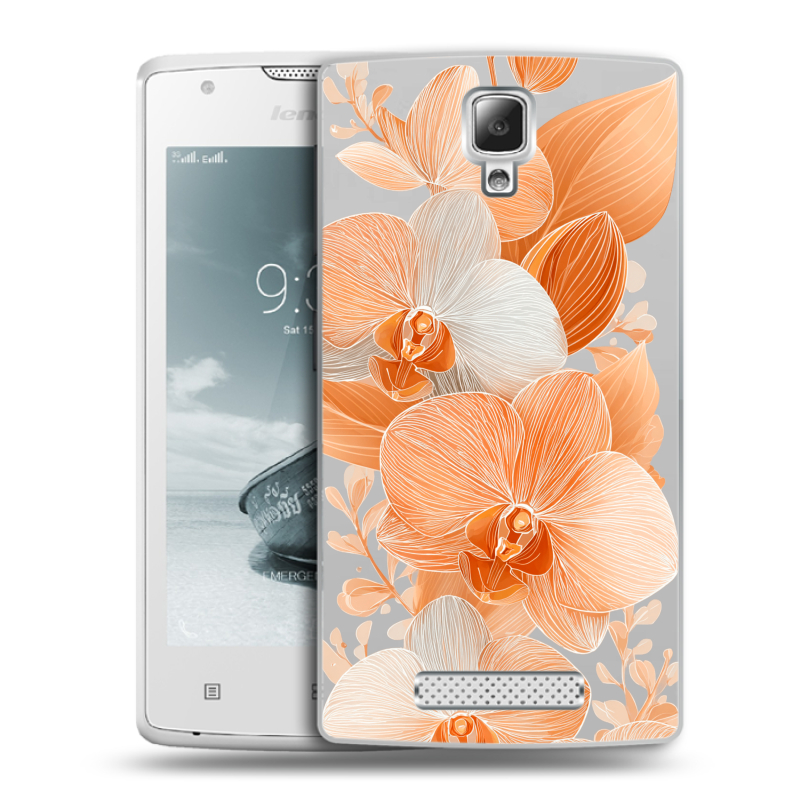 Пластиковый чехол на Lenovo A1000 с принтом Бежевые цветы Пластиковый чехол на Lenovo A1000 с принтом Бежевые цветы