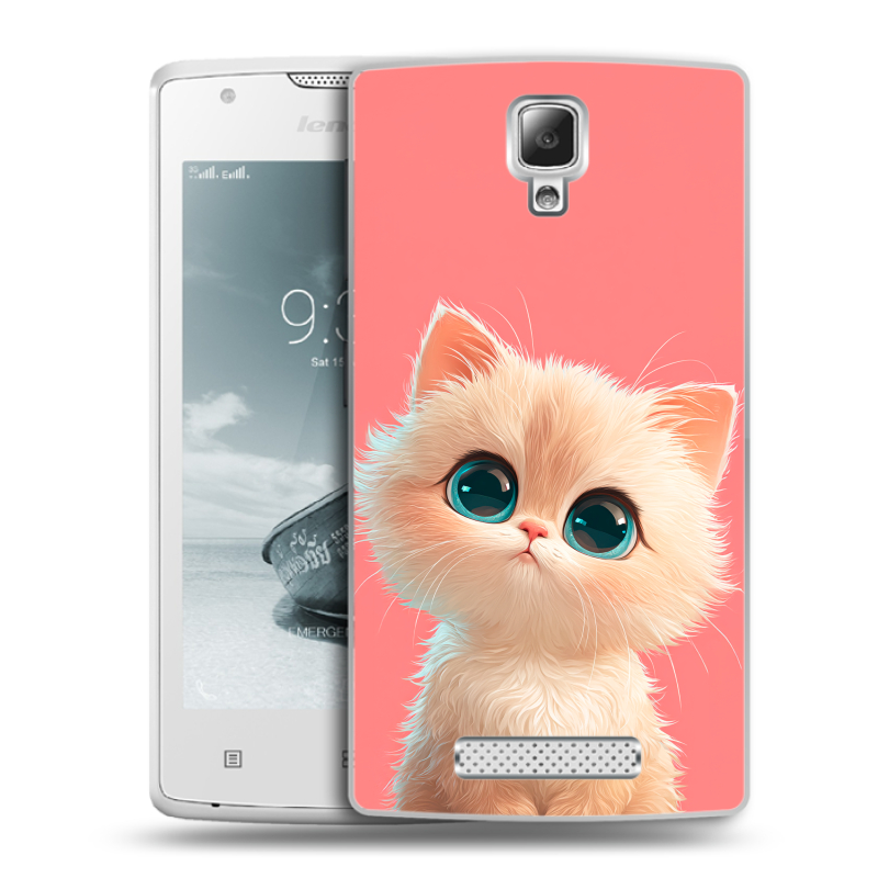 Пластиковый чехол на Lenovo A1000 с принтом Розовый котенок Пластиковый чехол на Lenovo A1000 с принтом Розовый котенок