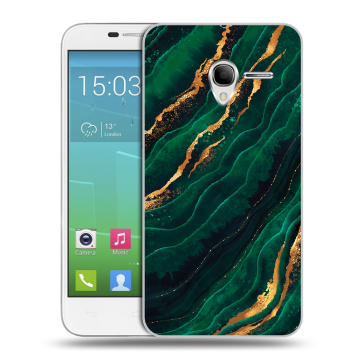 Силиконовый чехол на Alcatel One Touch POP 3 5 с принтом Мрамор зеленое золото Силиконовый чехол на Alcatel One Touch POP 3 5 с принтом Мрамор зеленое золото