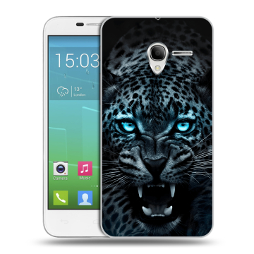 Силиконовый чехол на Alcatel One Touch POP 3 5 с принтом Темный леопард Силиконовый чехол на Alcatel One Touch POP 3 5 с принтом Темный леопард