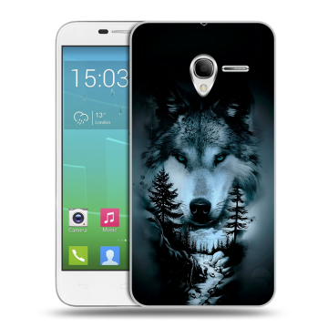 Силиконовый чехол на Alcatel One Touch POP 3 5 с принтом Лесной волк Силиконовый чехол на Alcatel One Touch POP 3 5 с принтом Лесной волк
