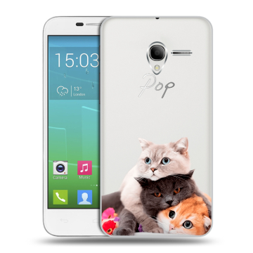 Силиконовый чехол на Alcatel One Touch POP 3 5 с принтом Кошки Силиконовый чехол на Alcatel One Touch POP 3 5 с принтом Кошки