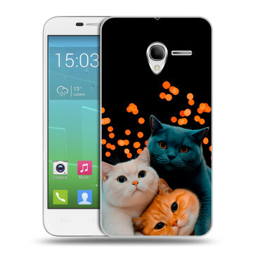 Силиконовый чехол на Alcatel One Touch POP 3 5 с принтом Кошки Силиконовый чехол на Alcatel One Touch POP 3 5 с принтом Кошки