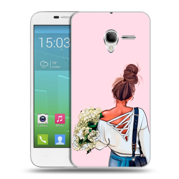 Силиконовый чехол на Alcatel One Touch POP 3 5 с принтом Девушка и букет Силиконовый чехол на Alcatel One Touch POP 3 5 с принтом Девушка и букет