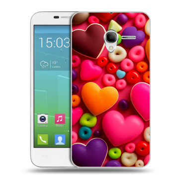 Силиконовый чехол на Alcatel One Touch POP 3 5 с принтом Сердечки Силиконовый чехол на Alcatel One Touch POP 3 5 с принтом Сердечки