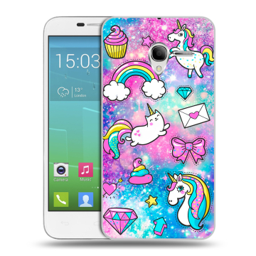 Силиконовый чехол на Alcatel One Touch POP 3 5 с принтом Единороги