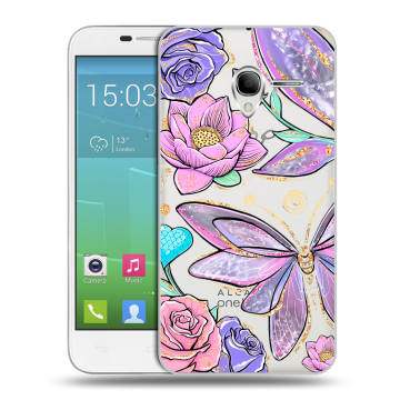 Силиконовый чехол на Alcatel One Touch POP 3 5 с принтом Бабочки и цветы