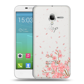 Силиконовый чехол на Alcatel One Touch POP 3 5 с принтом Ветка сакуры