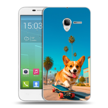 Силиконовый чехол на Alcatel One Touch POP 3 5 с принтом Корги на скейте