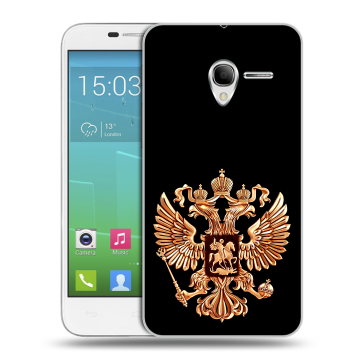 Силиконовый чехол на Alcatel One Touch POP 3 5 с принтом Герб России золотой Силиконовый чехол на Alcatel One Touch POP 3 5 с принтом Герб России золотой