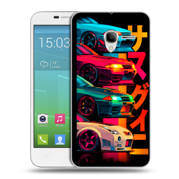 Силиконовый чехол на Alcatel One Touch POP 3 5 с принтом Гоночные машины