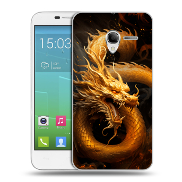 Силиконовый чехол на Alcatel One Touch POP 3 5 с принтом Золотой дракон Силиконовый чехол на Alcatel One Touch POP 3 5 с принтом Золотой дракон