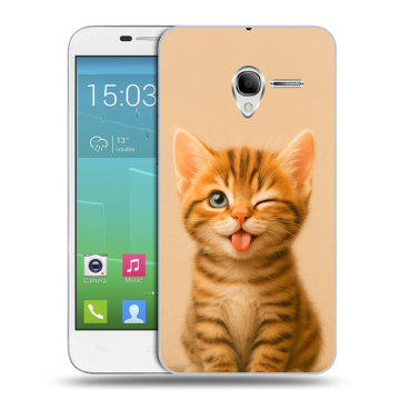 Силиконовый чехол на Alcatel One Touch POP 3 5 с принтом котенок