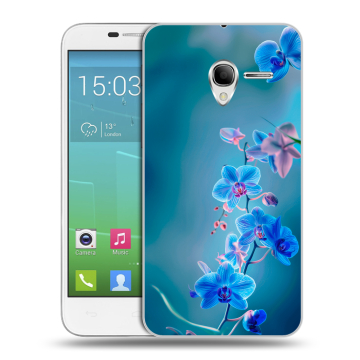 Силиконовый чехол на Alcatel One Touch POP 3 5 с принтом Голубые цветы