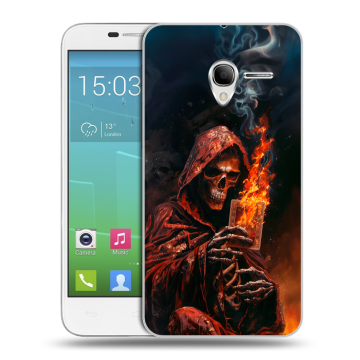 Силиконовый чехол на Alcatel One Touch POP 3 5 с принтом Скелет и карты