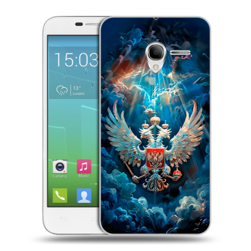 Силиконовый чехол на Alcatel One Touch POP 3 5 с принтом Герб флаг России