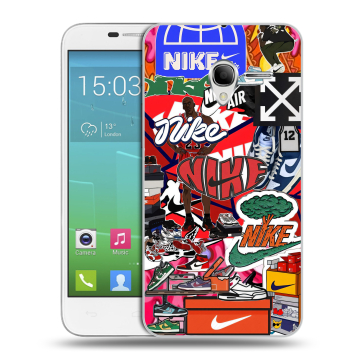 Силиконовый чехол на Alcatel One Touch POP 3 5 с принтом Найк Nike яркий