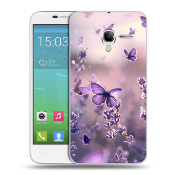 Силиконовый чехол на Alcatel One Touch POP 3 5 с принтом бабочки и лаванда