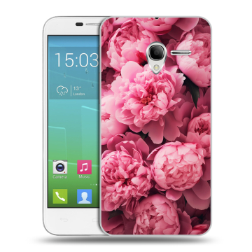 Силиконовый чехол на Alcatel One Touch POP 3 5 с принтом цветы пионы