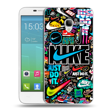 Силиконовый чехол на Alcatel One Touch POP 3 5 с принтом найк nike черный Силиконовый чехол на Alcatel One Touch POP 3 5 с принтом найк nike черный