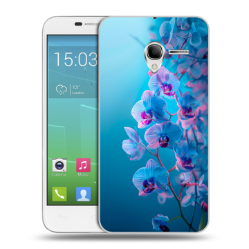 Силиконовый чехол на Alcatel One Touch POP 3 5 с принтом голубые орхидеи