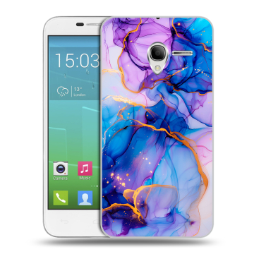 Силиконовый чехол на Alcatel One Touch POP 3 5 с принтом синий мрамор