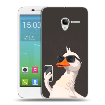 Силиконовый чехол на Alcatel One Touch POP 3 5 с принтом утка в очках
