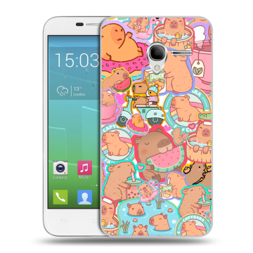 Силиконовый чехол на Alcatel One Touch POP 3 5 с принтом капибары