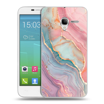 Силиконовый чехол на Alcatel One Touch POP 3 5 с принтом розовый мрамор