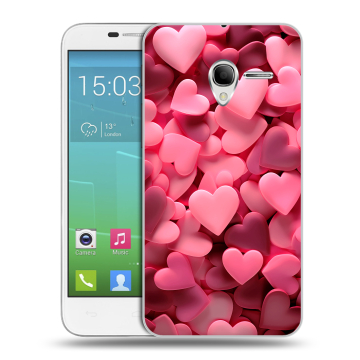 Силиконовый чехол на Alcatel One Touch POP 3 5 с принтом розовые сердечки