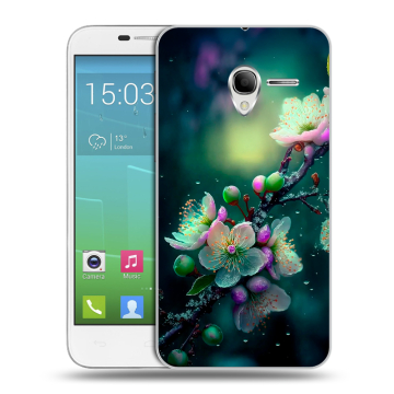 Силиконовый чехол на Alcatel One Touch POP 3 5 с принтом Цветы и мрамор