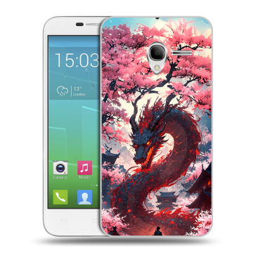 Силиконовый чехол на Alcatel One Touch POP 3 5 с принтом Дракон Японский