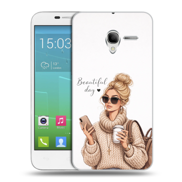 Силиконовый чехол на Alcatel One Touch POP 3 5 с принтом женский