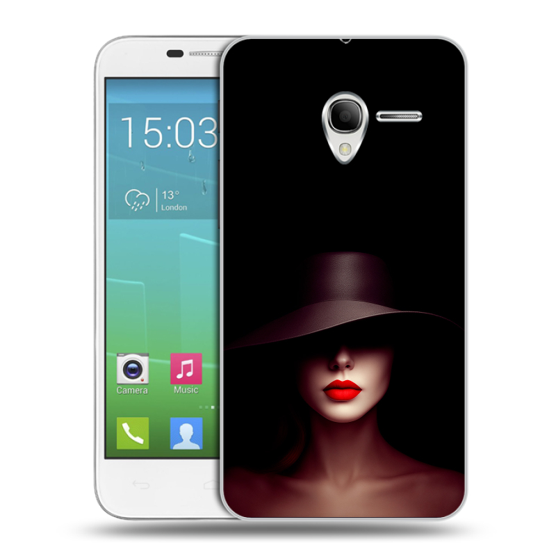Силиконовый чехол на Alcatel One Touch POP 3 5 с принтом Девушка в шляпе Силиконовый чехол на Alcatel One Touch POP 3 5 с принтом Девушка в шляпе