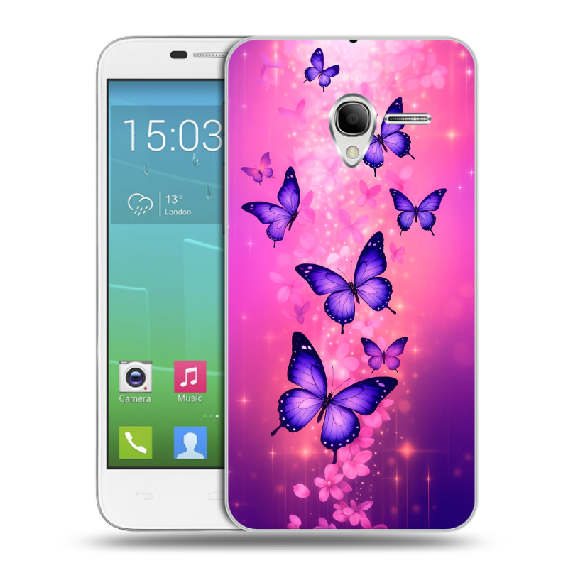 Силиконовый чехол на Alcatel One Touch POP 3 5 с принтом Бабочки Силиконовый чехол на Alcatel One Touch POP 3 5 с принтом Бабочки