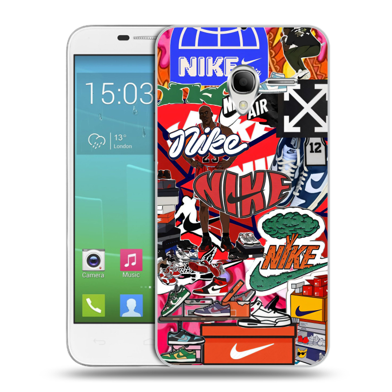 Силиконовый чехол на Alcatel One Touch POP 3 5 с принтом Найк Nike яркий Силиконовый чехол на Alcatel One Touch POP 3 5 с принтом Найк Nike яркий