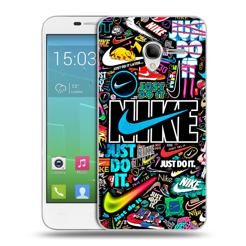Силиконовый чехол на Alcatel One Touch POP 3 5 с принтом найк nike черный Силиконовый чехол на Alcatel One Touch POP 3 5 с принтом найк nike черный