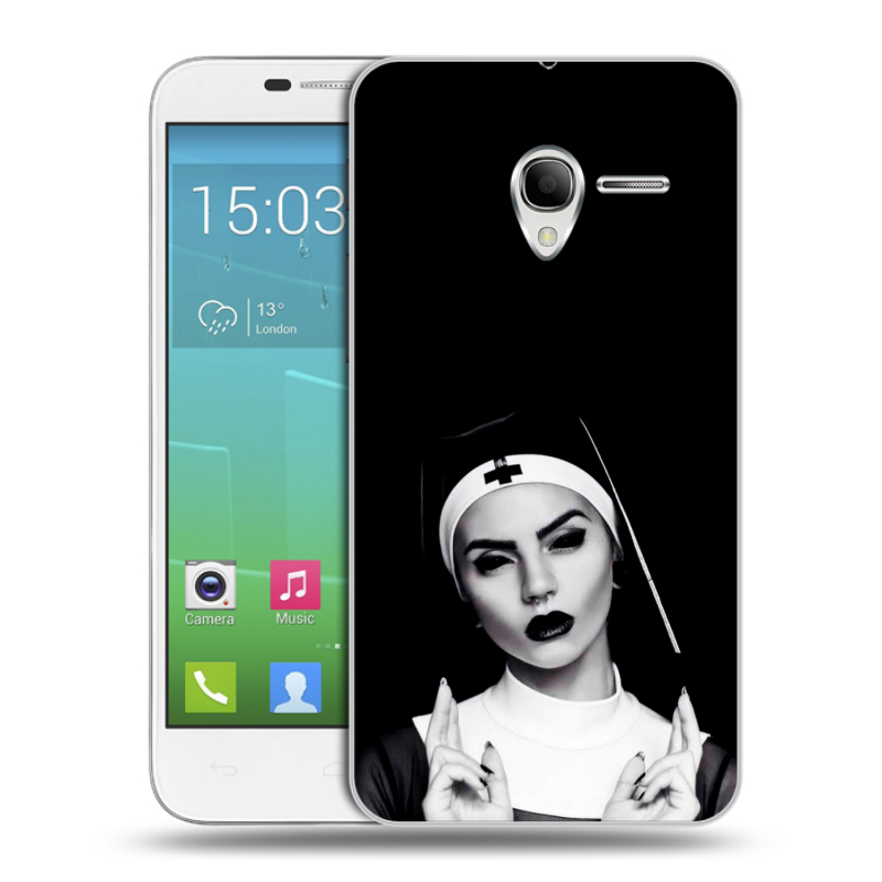Силиконовый чехол на Alcatel One Touch POP 3 5 с принтом монашка Силиконовый чехол на Alcatel One Touch POP 3 5 с принтом монашка