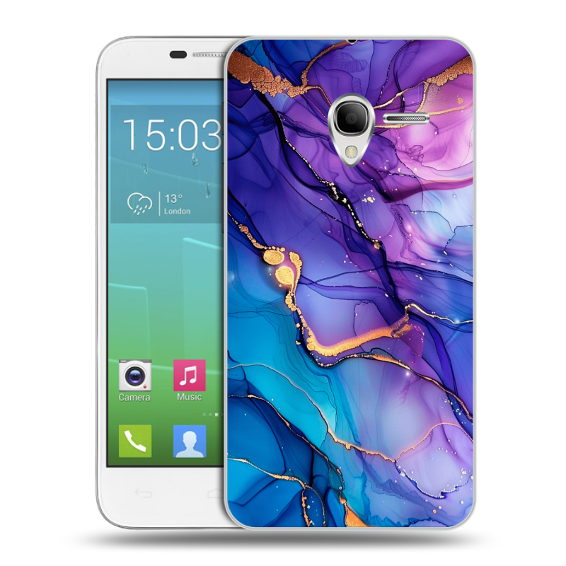Силиконовый чехол на Alcatel One Touch POP 3 5 с принтом синий мрамор Силиконовый чехол на Alcatel One Touch POP 3 5 с принтом синий мрамор